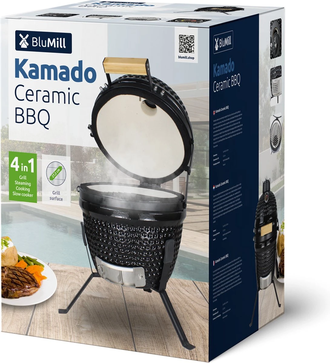 BluMill Kamado BBQ Egg - Kamado 13 Inch - Incl. Vlees Thermometer - Houtskoolbarbecues - Zwart - Ø 27cm - Image 9