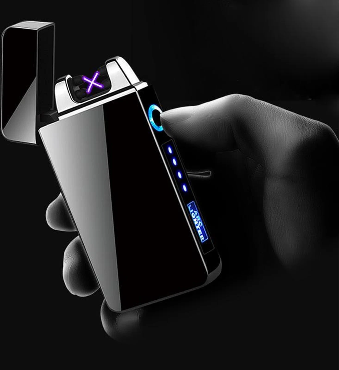 Merkloos Cuberna Elektrische Plasma USB Aansteker Met Batterij Indicator Ice Black - Wind En Storm Bestendig - Geschikt Voor Kaarsen, Vuurwerk, Sigaretten En BBQ - Image 5