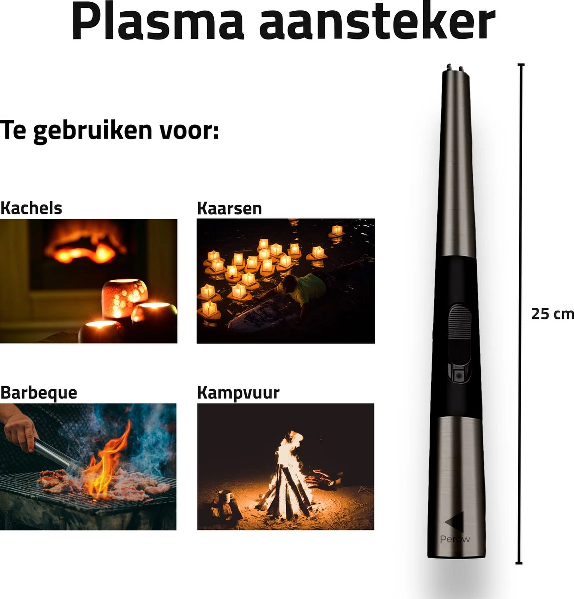 Oplaadbare Lange Elektrische Aansteker - Duurzame Plasma Aansteker – Luxe Aansteker - Inclusief Cadeauverpakking - BBQ – Kaarsen - Zwart - Image 4