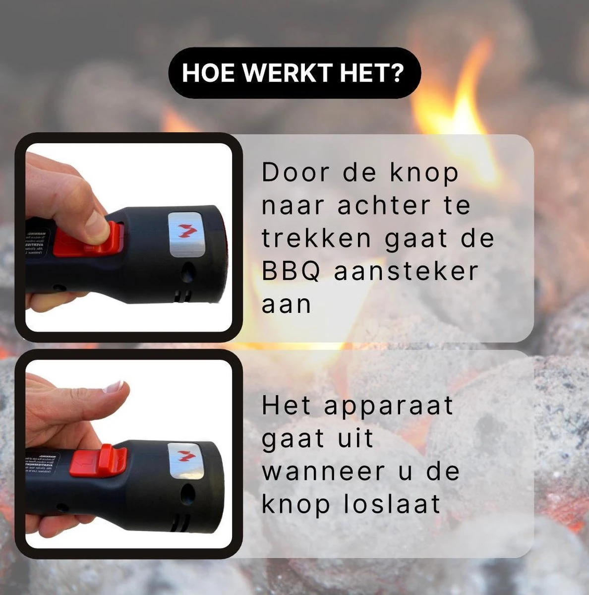 Merkloos Edward&DeVries - Elektrische BBQ Aansteker - BBQ Accesoires - One Minute Lighter - BBQ Starter - Looftlighter - Geschikt Voor Houtskool En Briketten - - Image 5