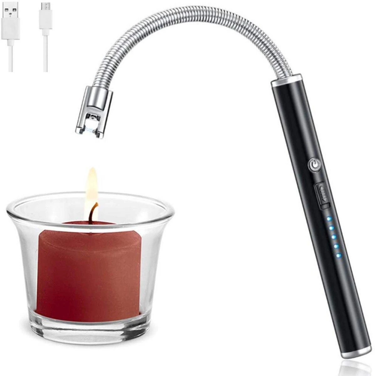 Merkloos BBQ Aansteker Oplaadbaar Met Usb Kabel - Elektrische Keuken Aansteker - Flexibele Aansteker - Zwart - Image 2