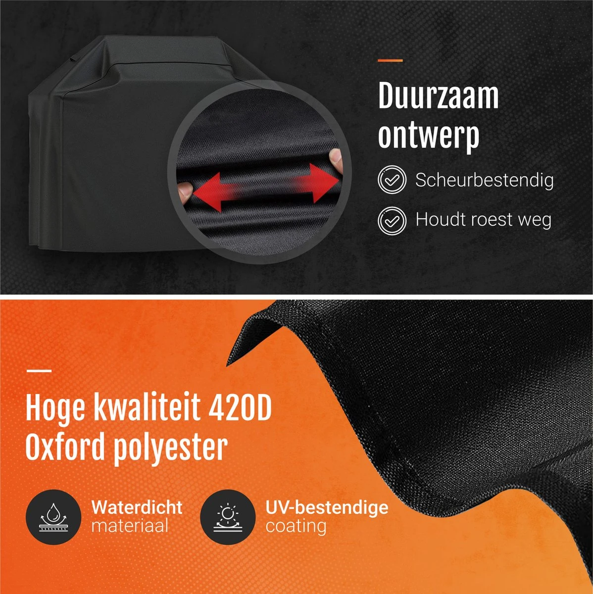 GrillX Barbecue Hoes - 145 X 61 X 117cm - BBQ Hoes Waterdicht - Beschermhoes Inclusief Trekkoord - BBQ Accesoires - Image 2