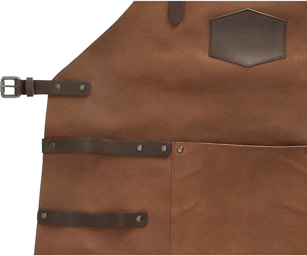 Old West BBQ Schort Barbecue Schort Leer - Cognac Bruin - Image 6