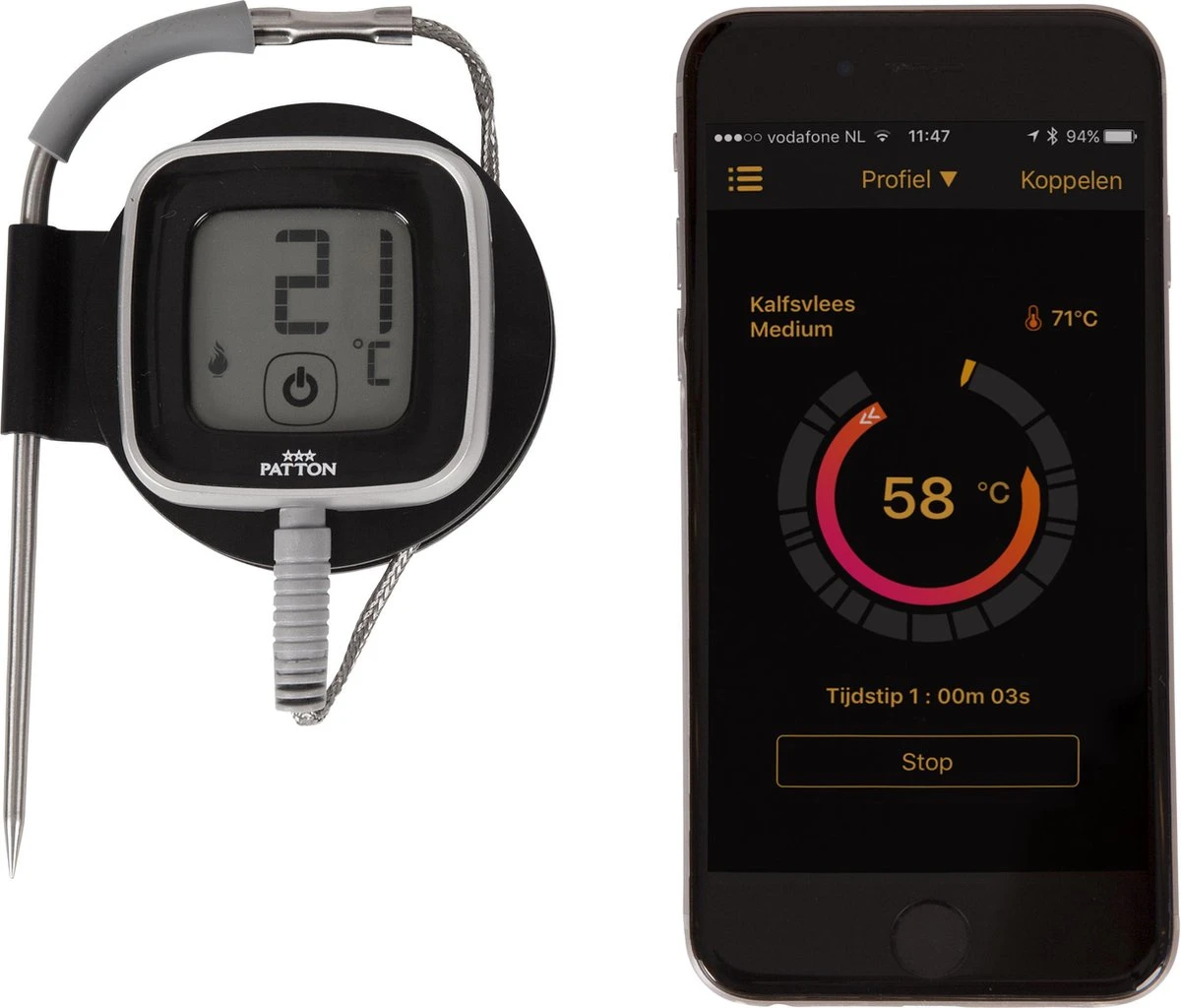 Patton Kamado Houtskool Barbecue - 18" - Grilloppervlak Ø 39 Cm - Met Bluetooth Thermometer - Groen - Image 6