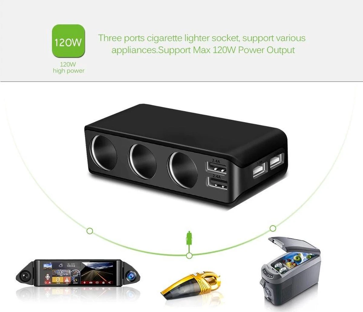 WiseGoods - Premium Auto Sigarettenaansteker Splitter - 4 Poorten USB - Autolader USB - Autolader Splitter - 12V Splitter - Image 4