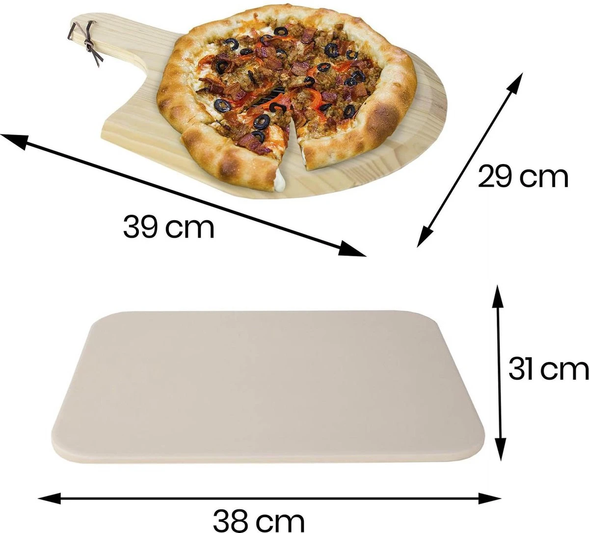 Buxibo 2in1 Pizzasteen - Voor BBQ & Oven - Inclusief Serveer Plank - Pizzabord/Pizzaplank - 30.5 X 38.1 X 1.4 Cm - Image 12