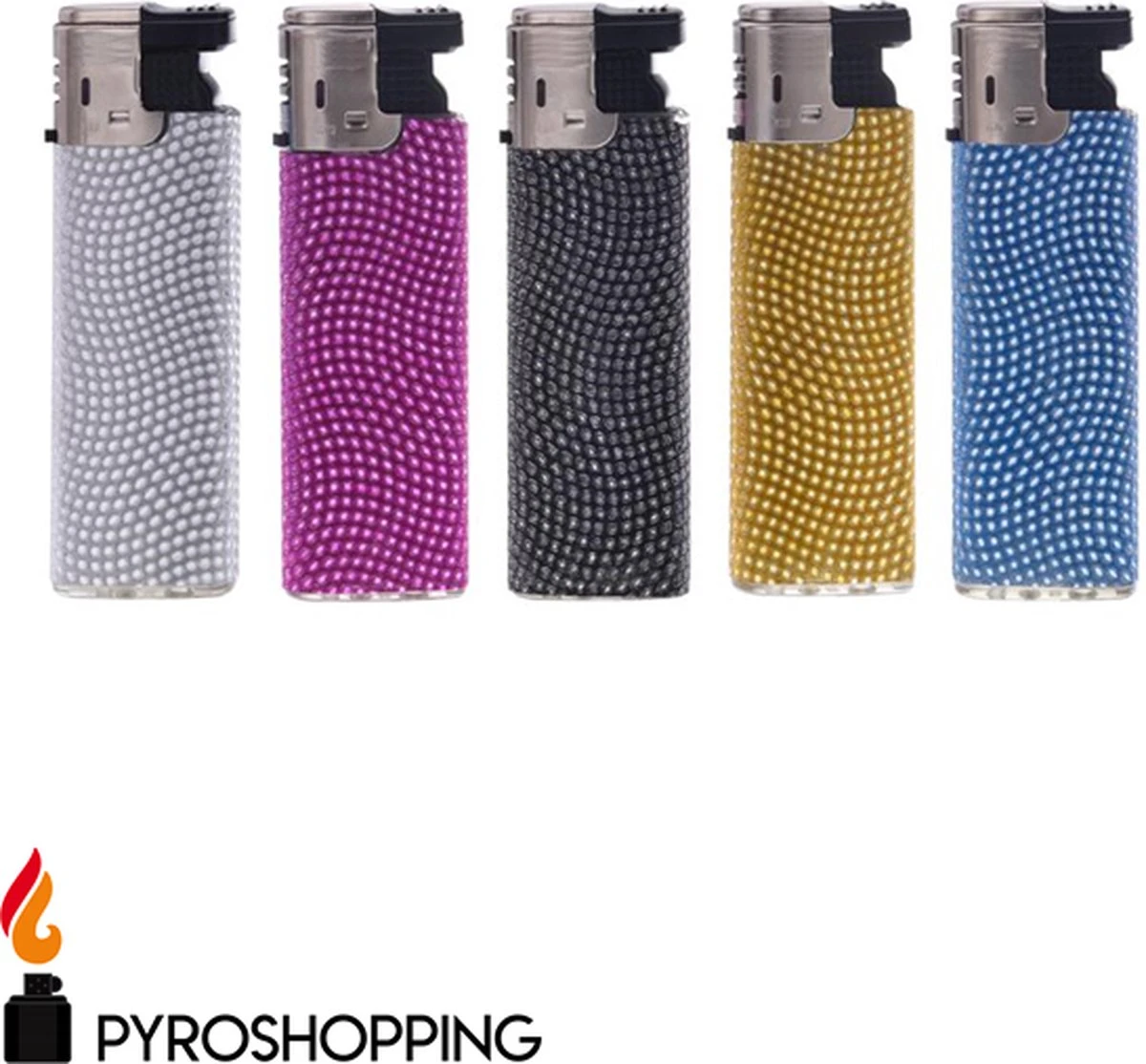 Pyroshopping Diamond Lighters – Set Van 5 Stuks – Navulbare Stormaanstekers - Windproof Gasaanstekers - Image 2