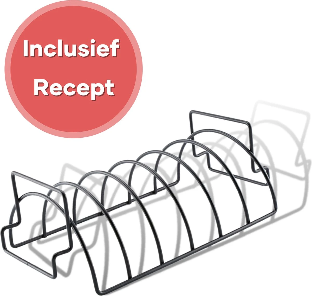 PROKING Sparerib Barbecue Rek – BBQ Accessoires – Inclusief Sparerib Recept – Anti-aanbak Lag – 35 X 19.5 X 11.5 CM