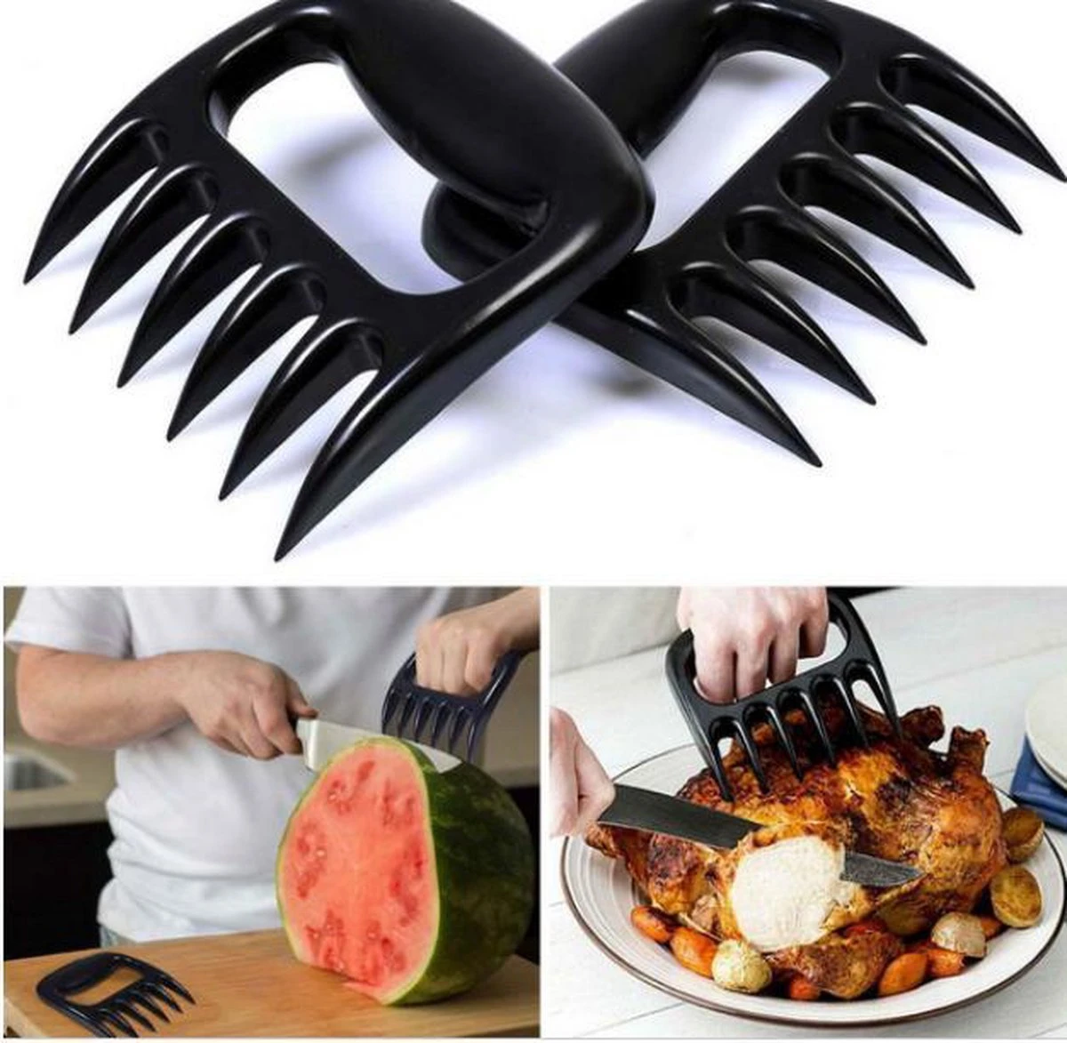 Merkloos Meat Claws - Vleesklauwen - Messen - Barbecue Kookgerei – BBQ Accessoires – Barbeque Accesoires - Kookgerei - 2 Stuks - Image 2
