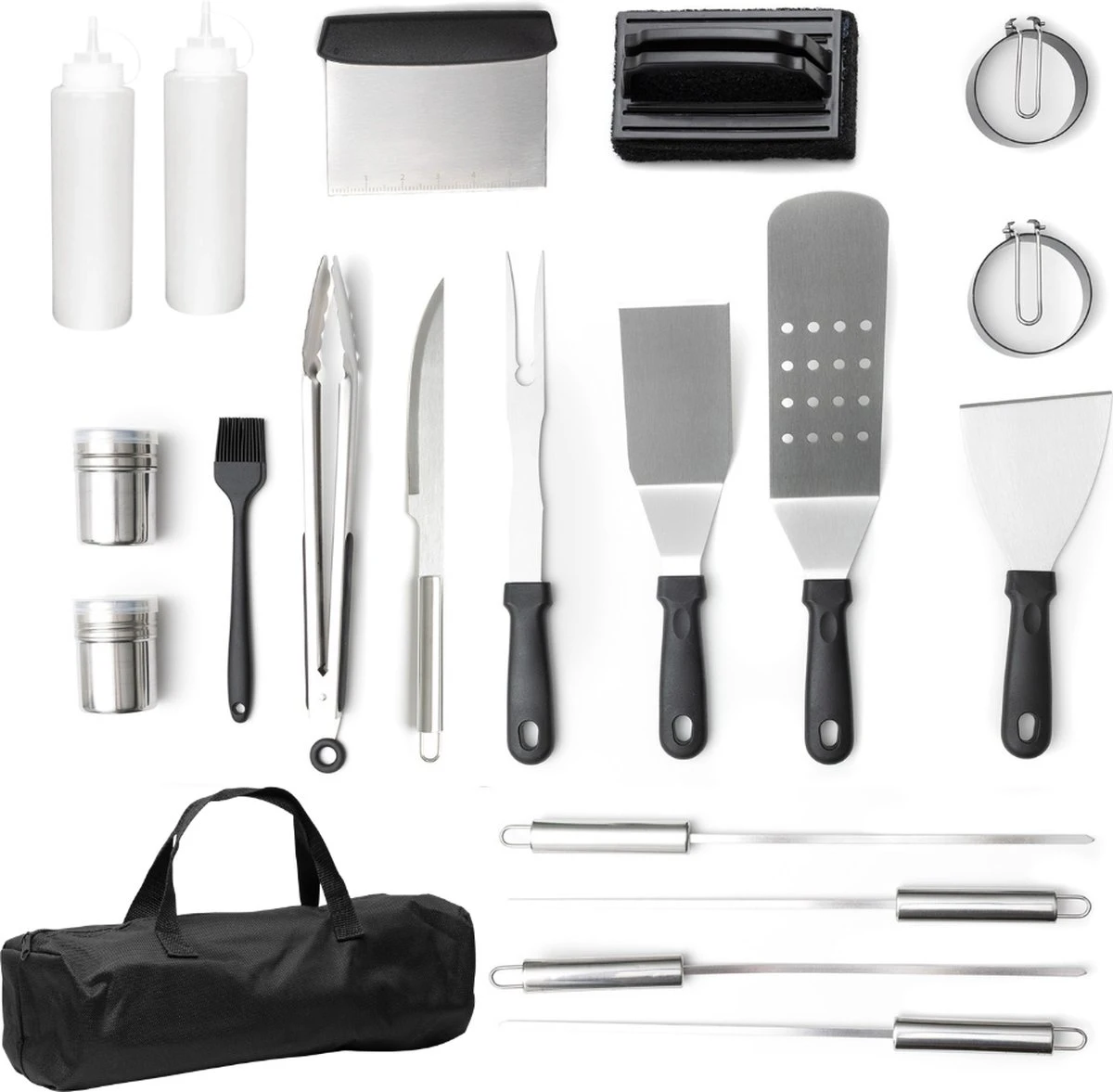 BBQ Gereedschapset - Opbergtas - BBQ Accessoires - BBQ Tang - BBQ Set - BBQ Borstel - BBQ Gereedschap - Roestvrij Staal - Image 8