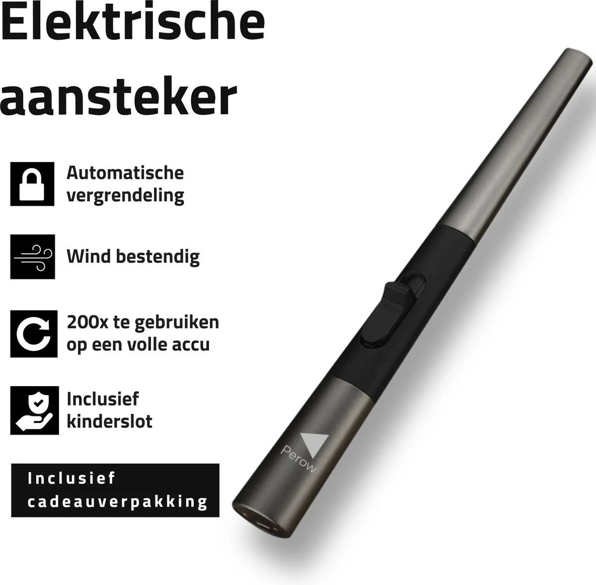 Oplaadbare Lange Elektrische Aansteker - Duurzame Plasma Aansteker – Luxe Aansteker - Inclusief Cadeauverpakking - BBQ – Kaarsen - Zwart - Image 2
