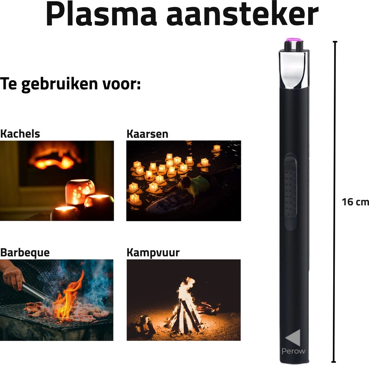 Oplaadbare Lange Elektrische Aansteker - Duurzame Plasma Aansteker - Inclusief Cadeauverpakking - BBQ - Kaarsen - Zwart - Image 4
