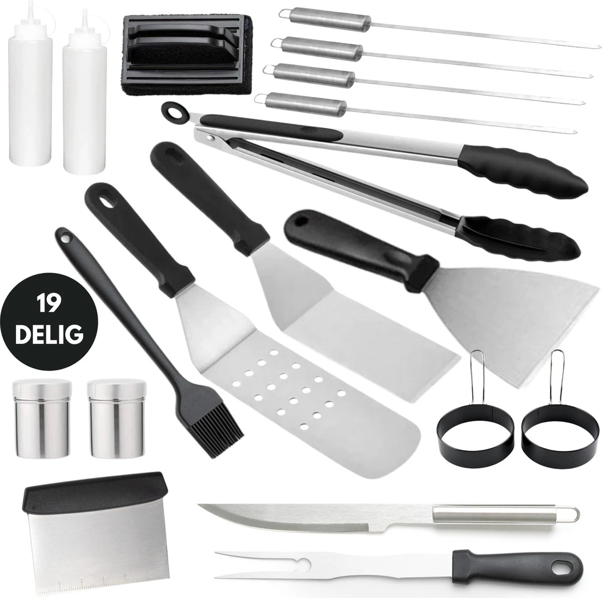 BBQ Gereedschapset - Opbergtas - BBQ Accessoires - BBQ Tang - BBQ Set - BBQ Borstel - BBQ Gereedschap - Roestvrij Staal