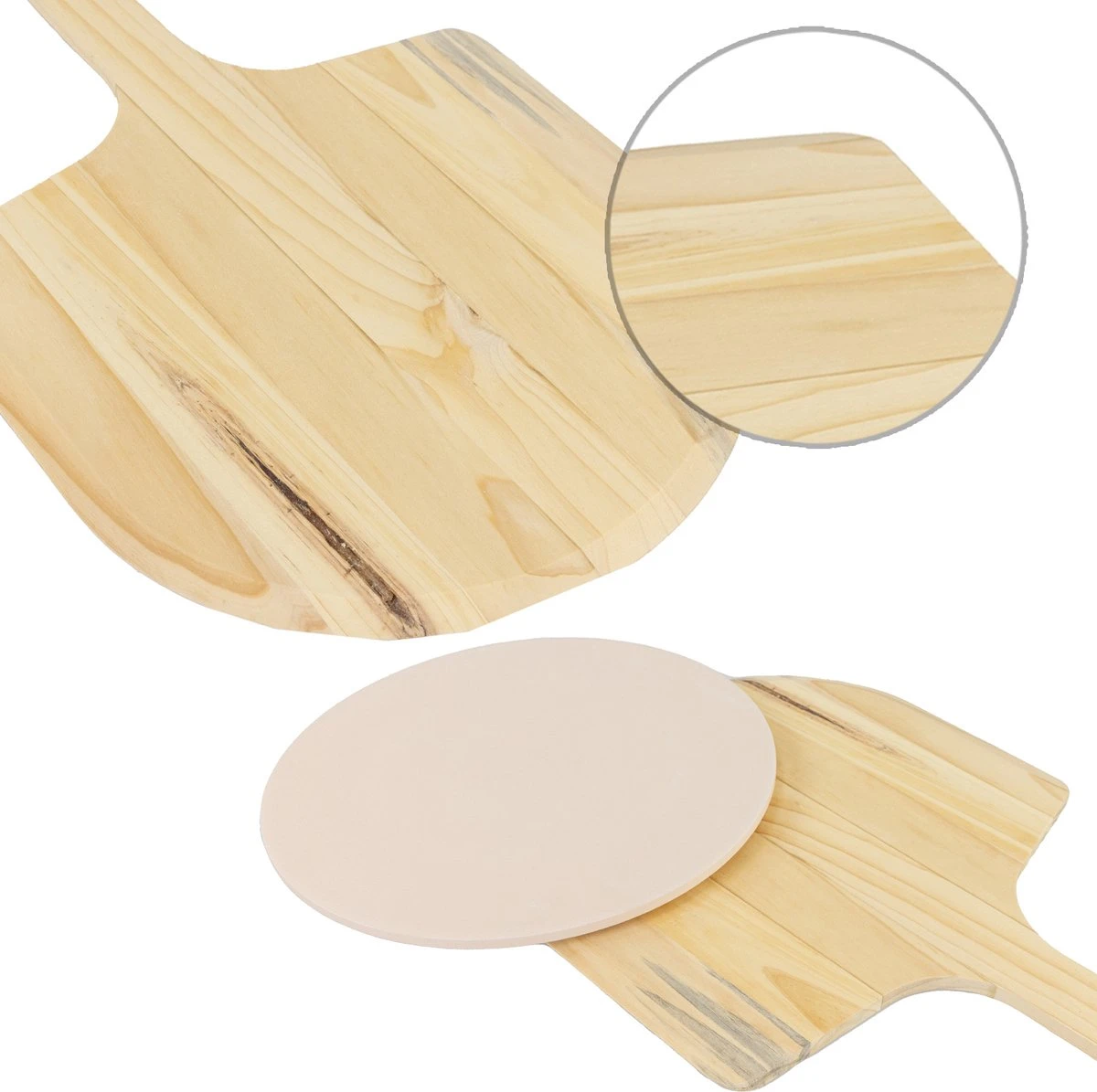 MaxxHome Pizzasteen - BBQ Steen - Maximum Te Verhitten Tot 600 Graden - ⌀33 - Incl. Houten Schep - Image 5