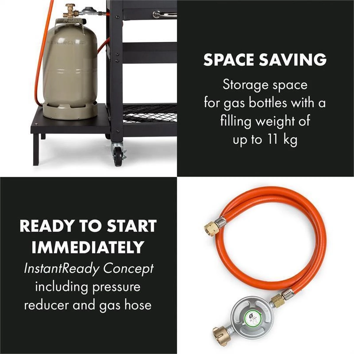 Klarstein Kingsville Double Barbecue - Houtskool- En Gasbarbecue - Smoker BBQ - Inclusief Deksels En Thermometer - Met 2 Roosters - Zwart - Image 4