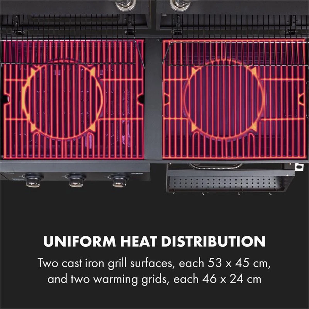 Klarstein Kingsville Double Barbecue - Houtskool- En Gasbarbecue - Smoker BBQ - Inclusief Deksels En Thermometer - Met 2 Roosters - Zwart - Image 9