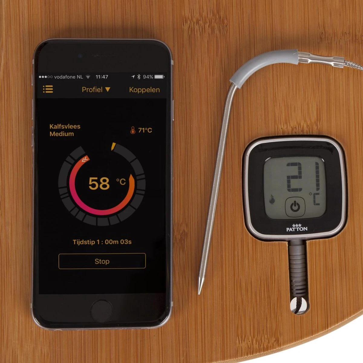 Patton Kamado Houtskool Barbecue - 18" - Grilloppervlak Ø 39 Cm - Met Bluetooth Thermometer - Groen - Image 8