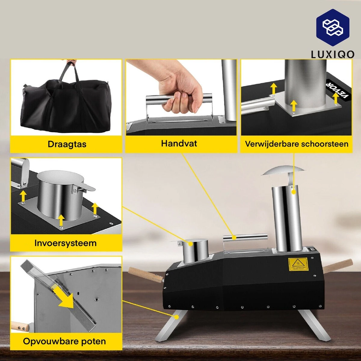 Vevor® Pizza Oven - Professionele Pizza Oven - Buitenkeuken - Pizza Gourmet - Barbecue - RVS - Tot 600°C - Met Draagtas - Image 4