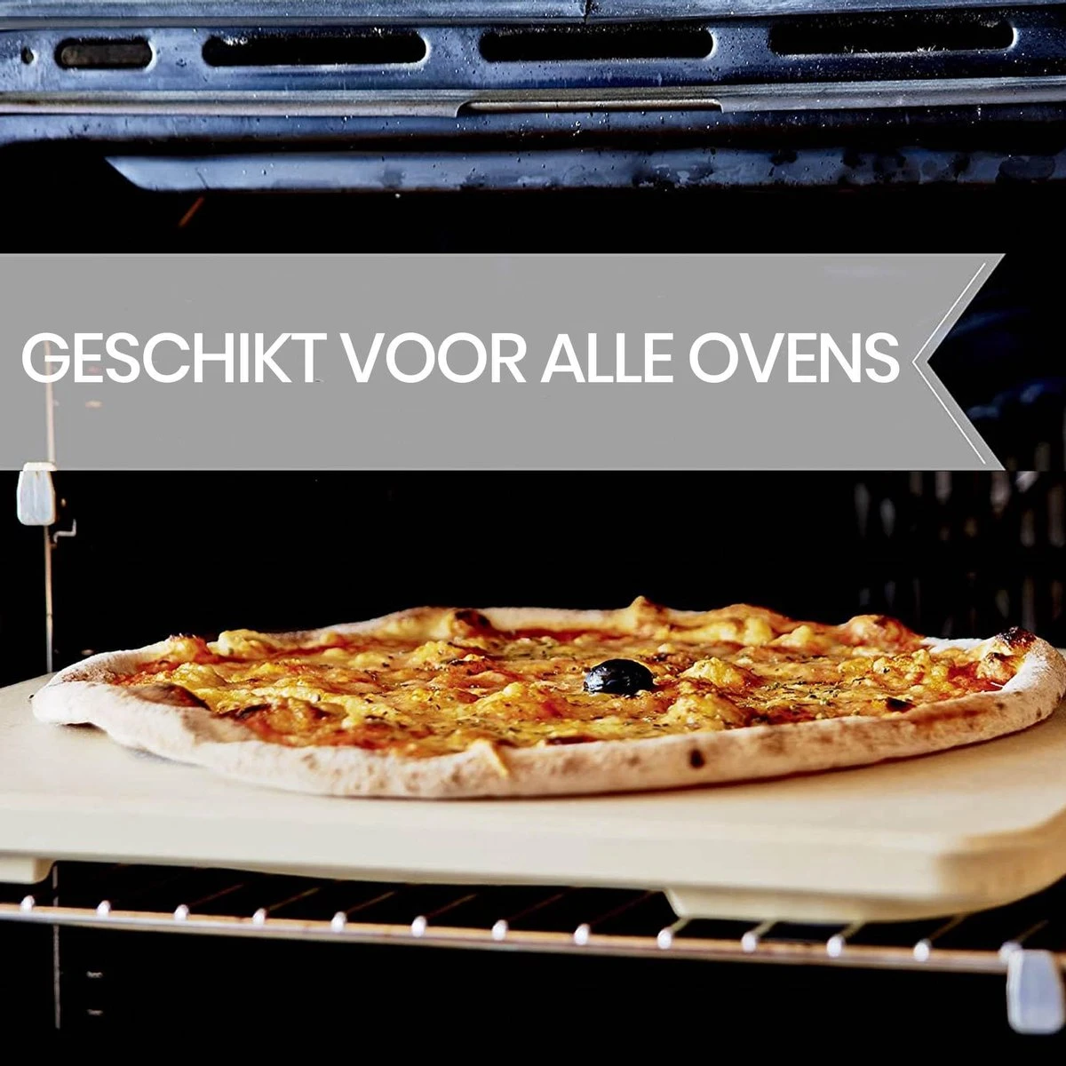 Buxibo 2in1 Pizzasteen - Voor BBQ & Oven - Inclusief Serveer Plank - Pizzabord/Pizzaplank - 30.5 X 38.1 X 1.4 Cm - Image 5