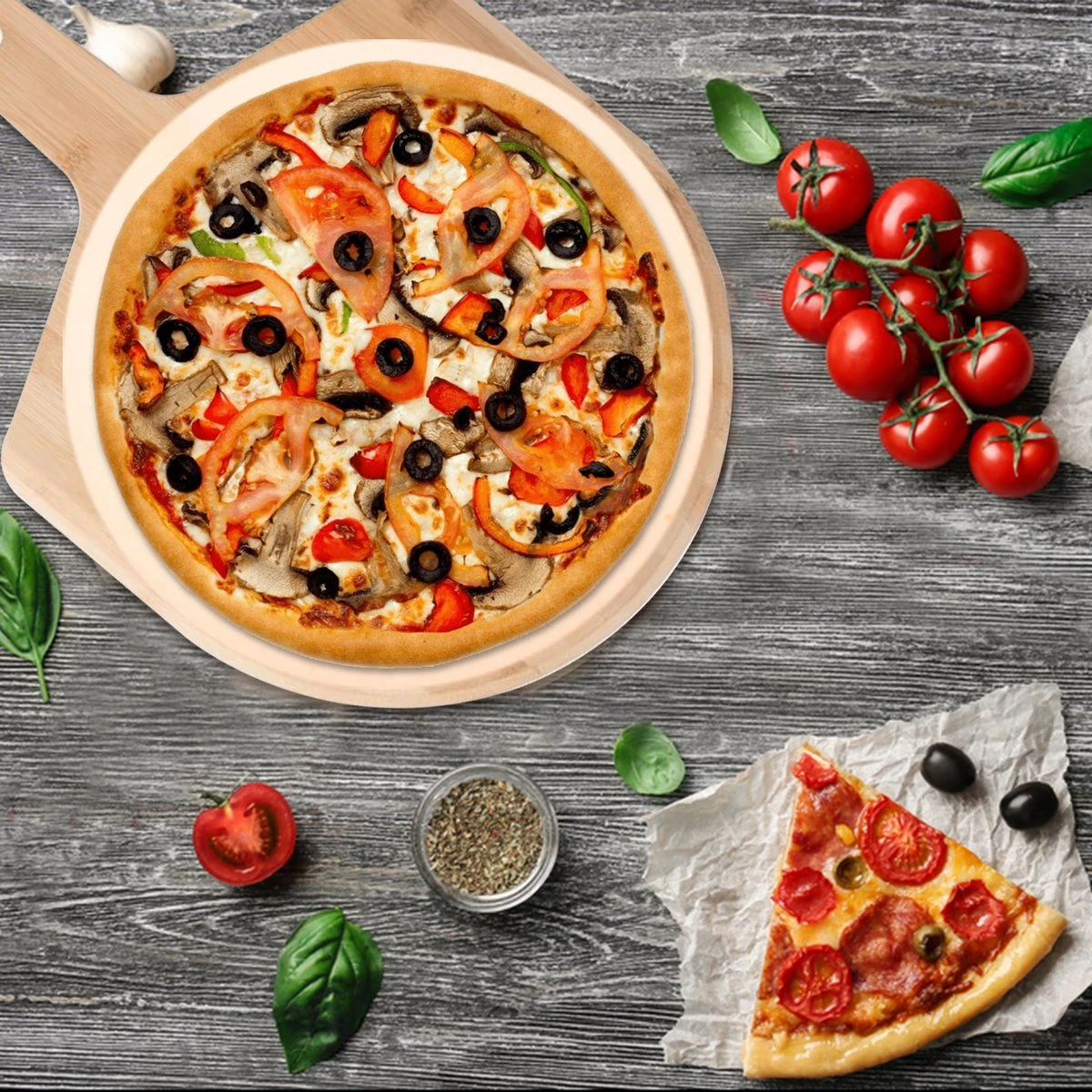 MaxxHome Pizzasteen - BBQ Steen - Maximum Te Verhitten Tot 600 Graden - ⌀33 - Incl. Houten Schep - Image 4