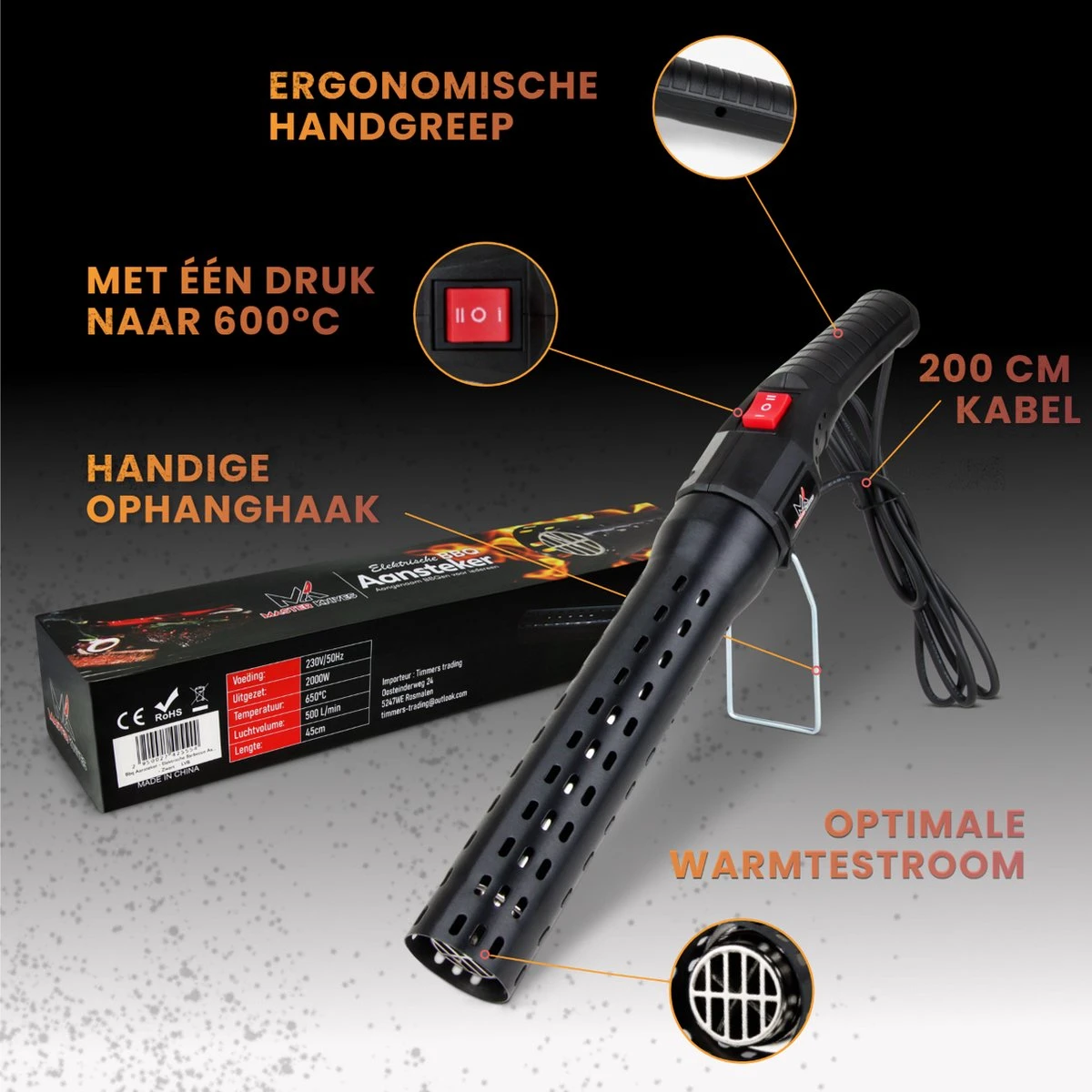 Master Knives BBQ Aansteker Electrisch - BBQ Accesoires - Zwarte BBQ Starter - Looftlighter - Image 8