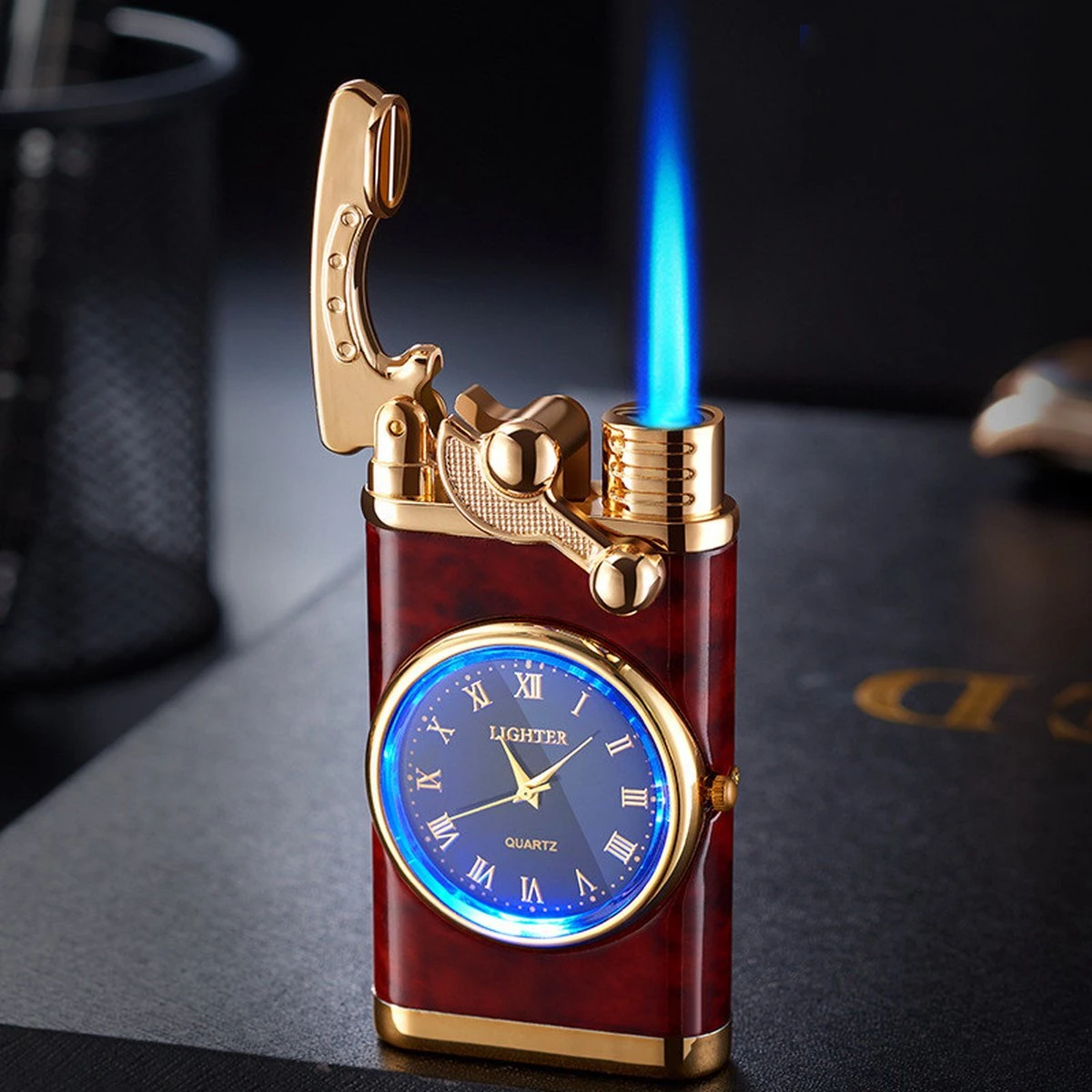 Flametimer Exclusieve Aansteker Met Horloge, 2 Stuks Willekeurig, Winddichte Draagbare Kaars Aansteker Voor Kaars Koken BBQ, Vuurwerk, Zak Zaklamp Aansteker Met Geschenkdoos, Cool Gift - Image 6
