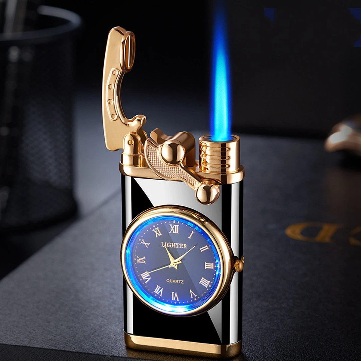 Flametimer Exclusieve Aansteker Met Horloge, 2 Stuks Willekeurig, Winddichte Draagbare Kaars Aansteker Voor Kaars Koken BBQ, Vuurwerk, Zak Zaklamp Aansteker Met Geschenkdoos, Cool Gift - Image 9