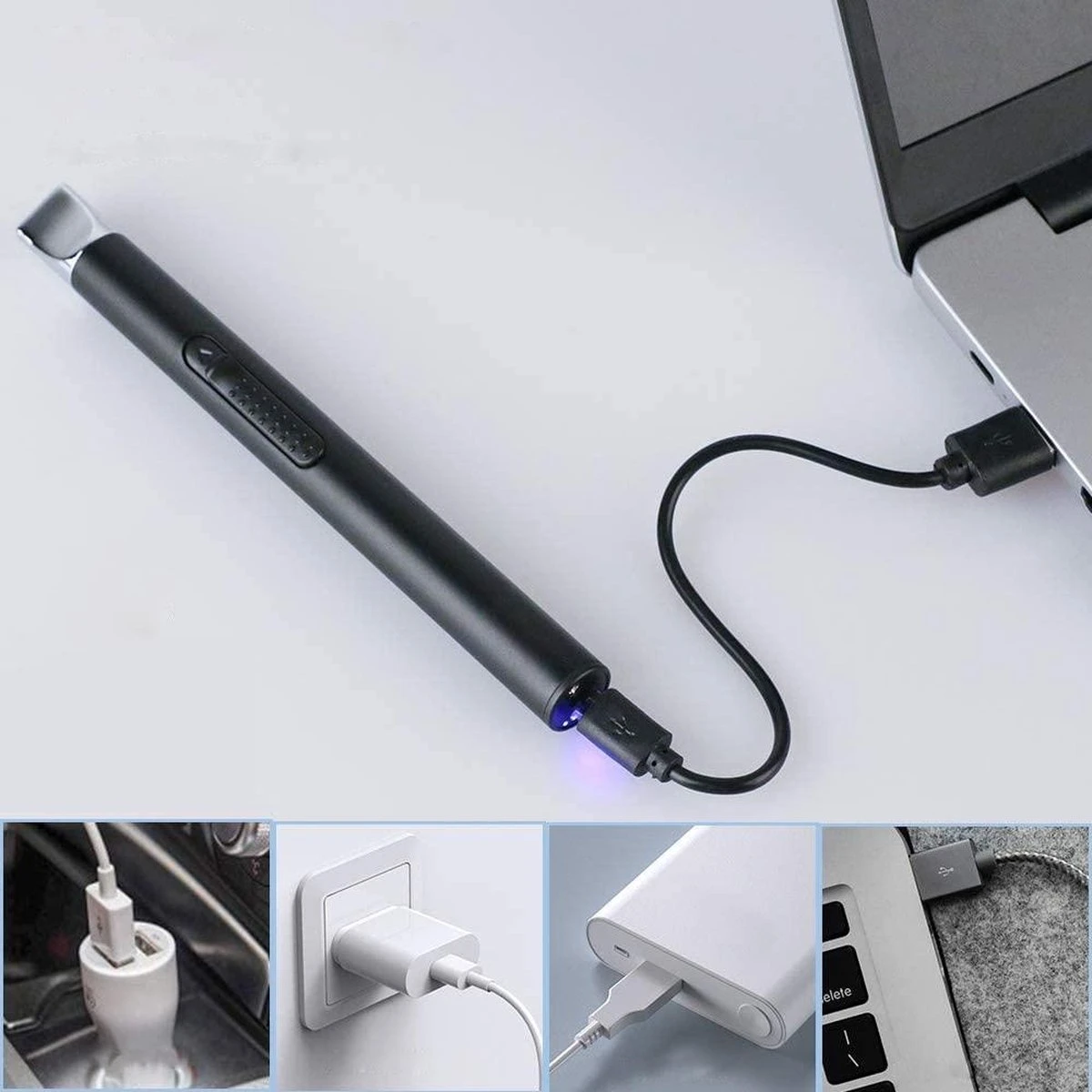 Oplaadbare Lange Elektrische Aansteker - Duurzame Plasma Aansteker - Inclusief Cadeauverpakking - BBQ - Kaarsen - Zwart - Image 6