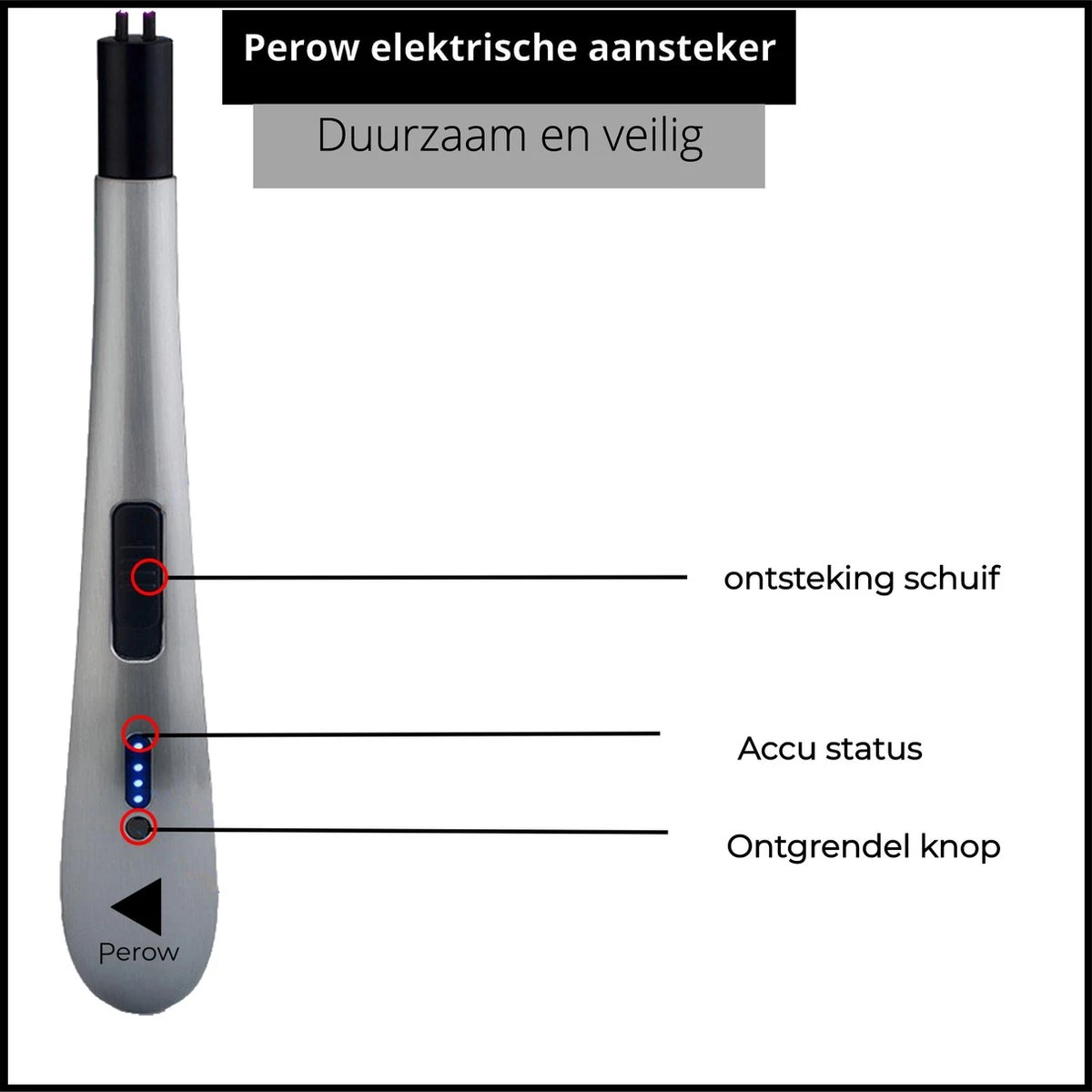 Oplaadbare Lange Elektrische Aansteker - Zilver - Duurzame Plasma Aansteker - Inclusief Cadeauverpakking - BBQ - Kaarsen - Image 4