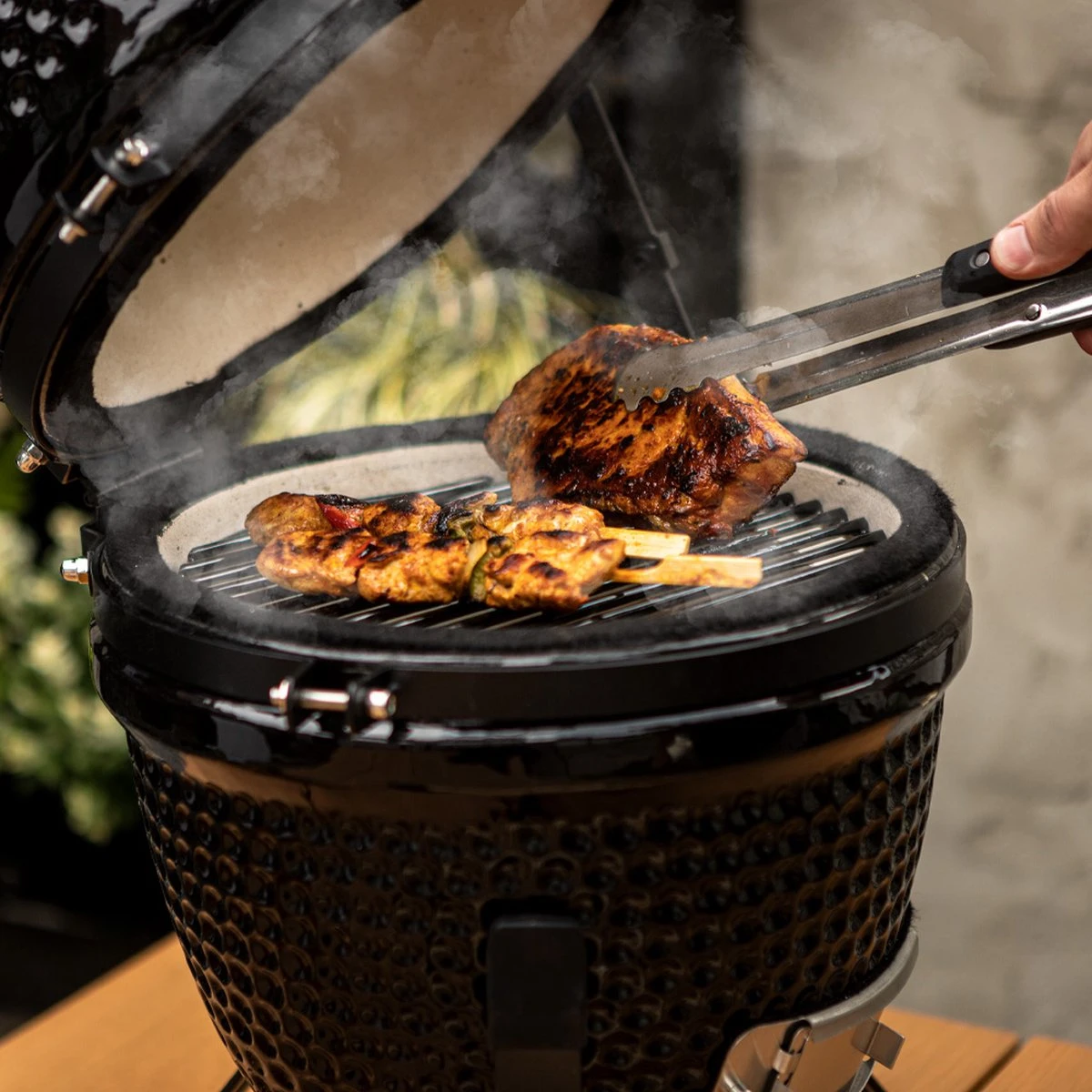 BluMill Kamado BBQ Egg - Kamado 13 Inch - Incl. Vlees Thermometer - Houtskoolbarbecues - Zwart - Ø 27cm - Image 6