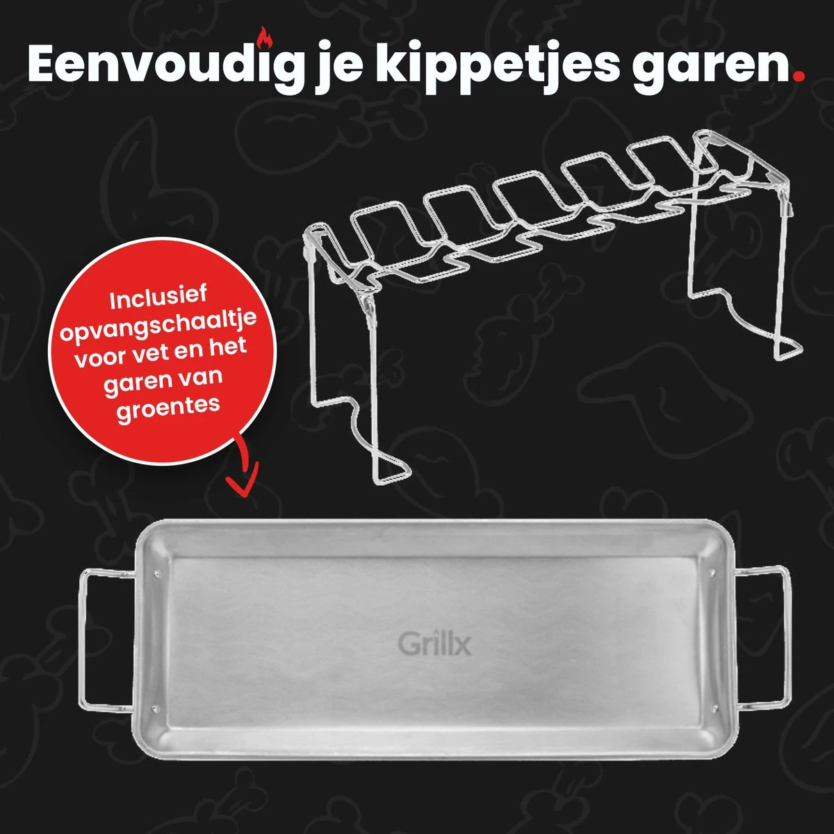 GrillX Kippenvleugelhouder - Kiphouder Voor BBQ & Oven - RVS - BBQ Accesoires - Image 4