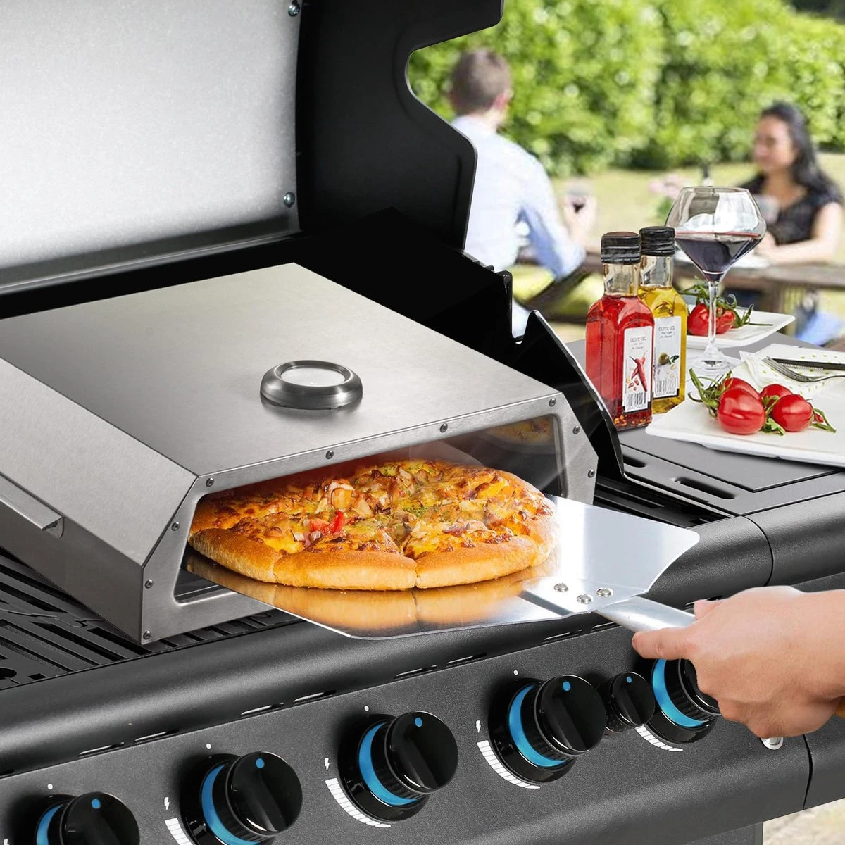 Bighorn Pizzaoven Met Pizzasteen Voor Barbecue - Grilloven - Draagbare - Edelstaal - Image 3