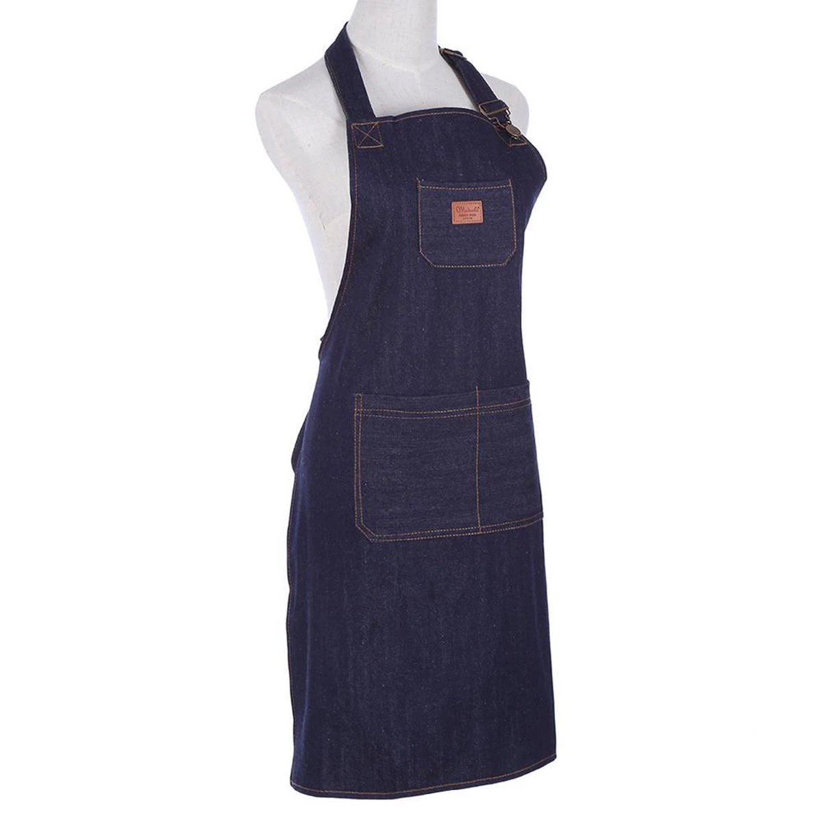 Merkloos Denim Schort - Dames - Heren - Spijkerstof - Keuken Schort - Koken - Koks Schort - Hobby - BBQ - Hip - CADEAU TIP! - Image 5