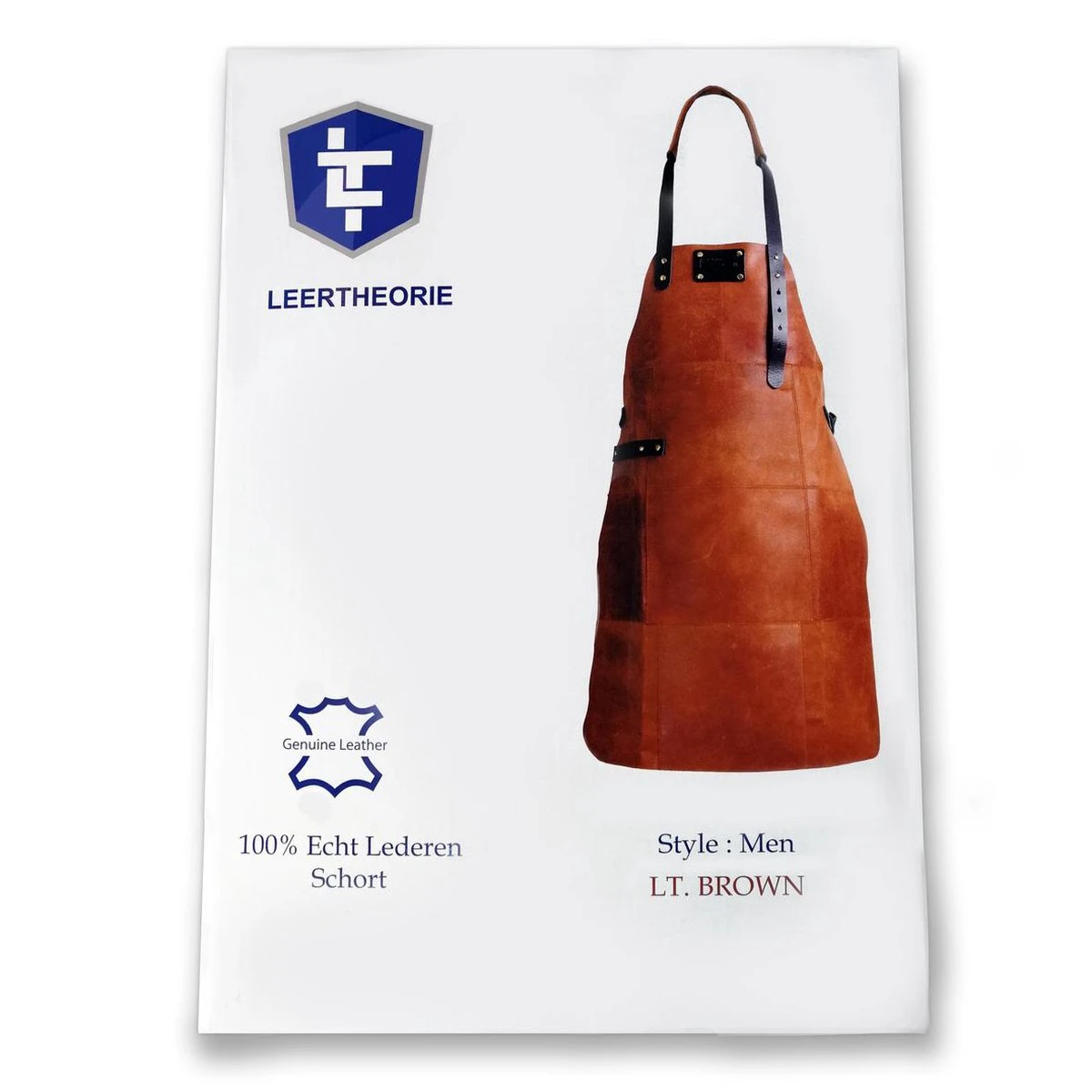 Leren Schort BBQ – Licht Bruin (Cognac) – Luxe Barbecue Schort Leer - 81x56cm – Man - Image 5