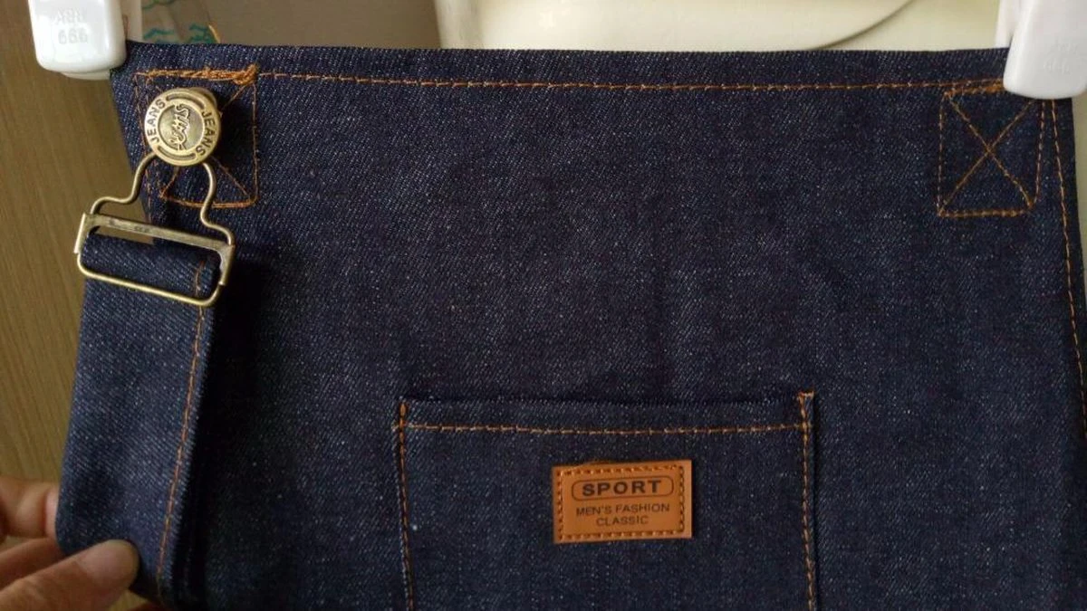 Merkloos Denim Schort - Dames - Heren - Spijkerstof - Keuken Schort - Koken - Koks Schort - Hobby - BBQ - Hip - CADEAU TIP! - Image 2