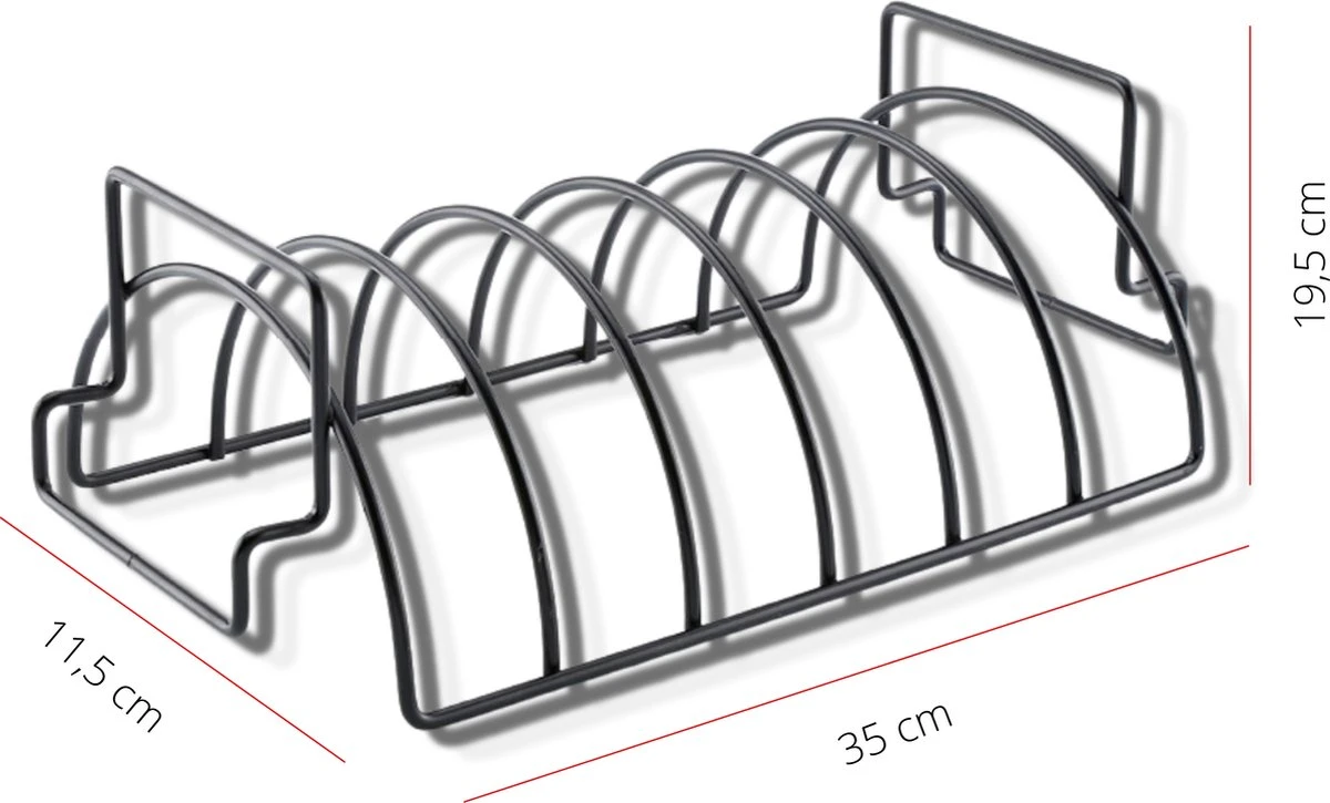 PROKING Sparerib Barbecue Rek – BBQ Accessoires – Inclusief Sparerib Recept – Anti-aanbak Lag – 35 X 19.5 X 11.5 CM - Image 5