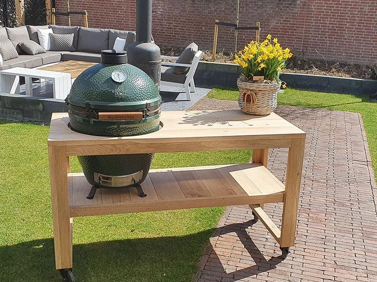 BBQ Tafel - Geschikt Voor Big Green Large/Bastard Large/Bastard Large Urban/Yakiniku 19 Inch/Monolith Large - Eikenhout - 87 Cm - Image 2