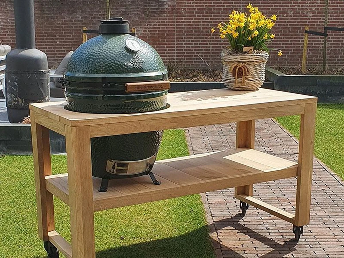 BBQ Tafel - Geschikt Voor Big Green Large/Bastard Large/Bastard Large Urban/Yakiniku 19 Inch/Monolith Large - Eikenhout - 87 Cm - Image 3
