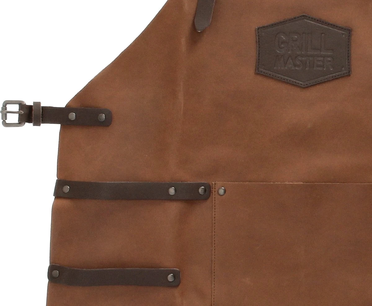 Old West BBQ Schort Barbecue Schort Leer - Cognac Bruin - Image 3