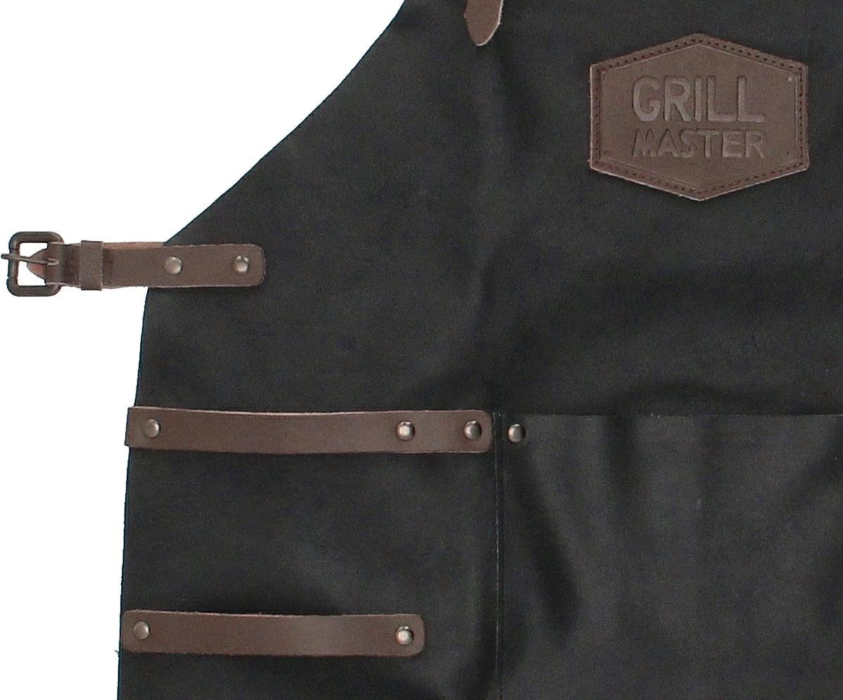 Old West BBQ Schort Barbecue Schort Leer - Zwart - Image 3