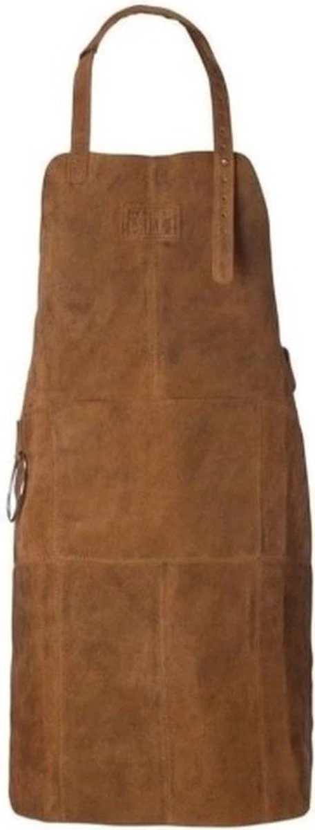 Lederen Barbecue Schort Met Voorvak Lichtbruin - BBQ Schort 100% Buff Suede - Image 3