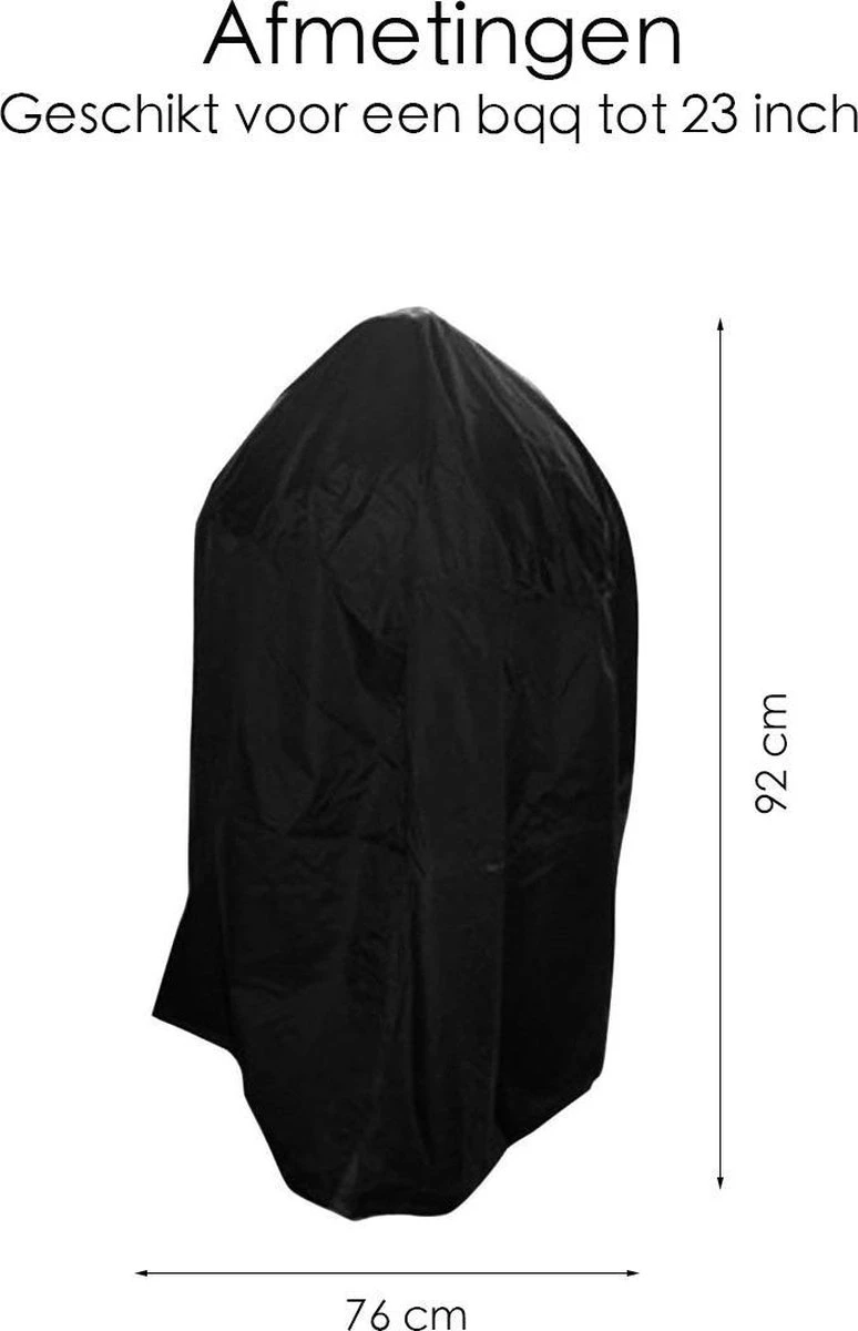 BBQ Beschermhoes - Voor Kamado - Universeel - Tot 23 Inch - Zwart - Image 4