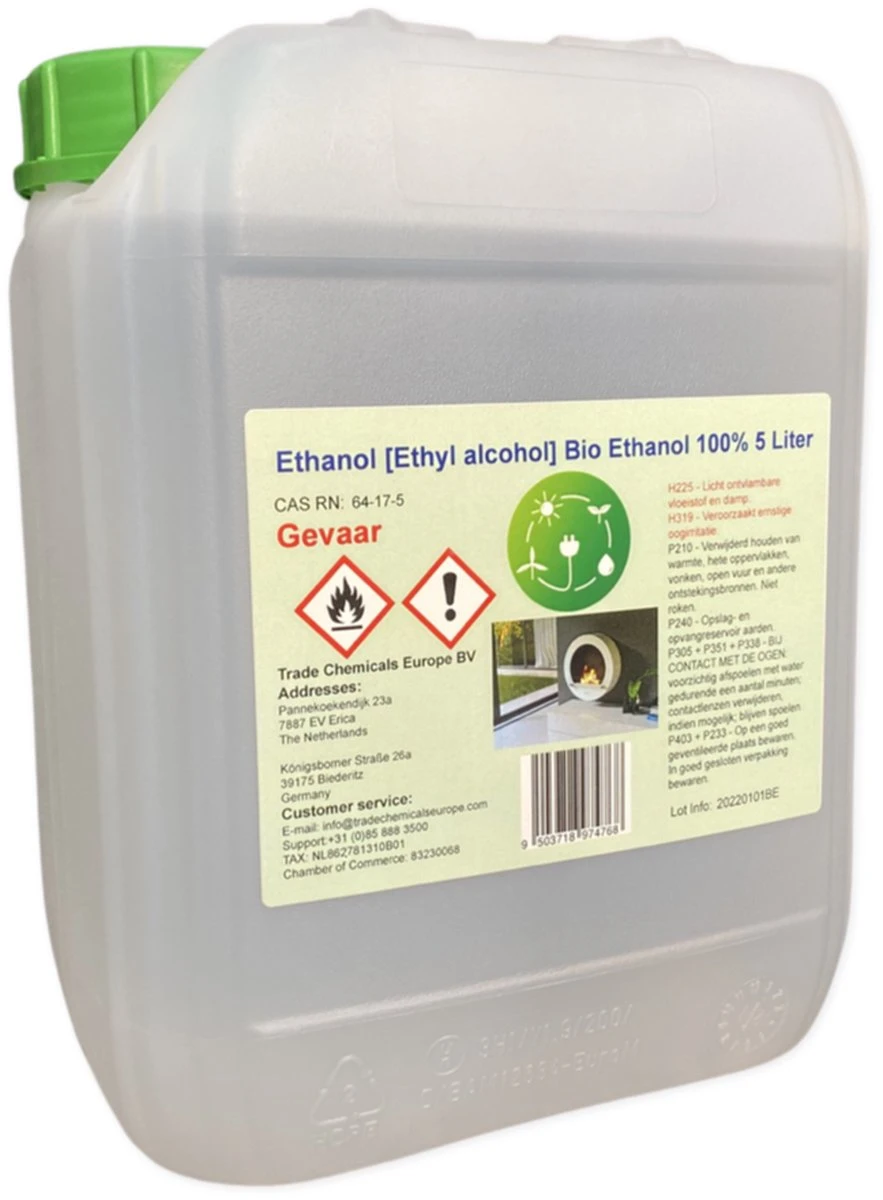 Bio Ethanol - 100% Zuiverheid - BioFair - Bioethanol - Schone Verbranding - Reukloos - 5 Liter Cannister