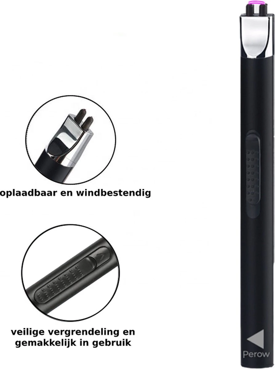Oplaadbare Lange Elektrische Aansteker - Duurzame Plasma Aansteker - Inclusief Cadeauverpakking - BBQ - Kaarsen - Zwart - Image 7
