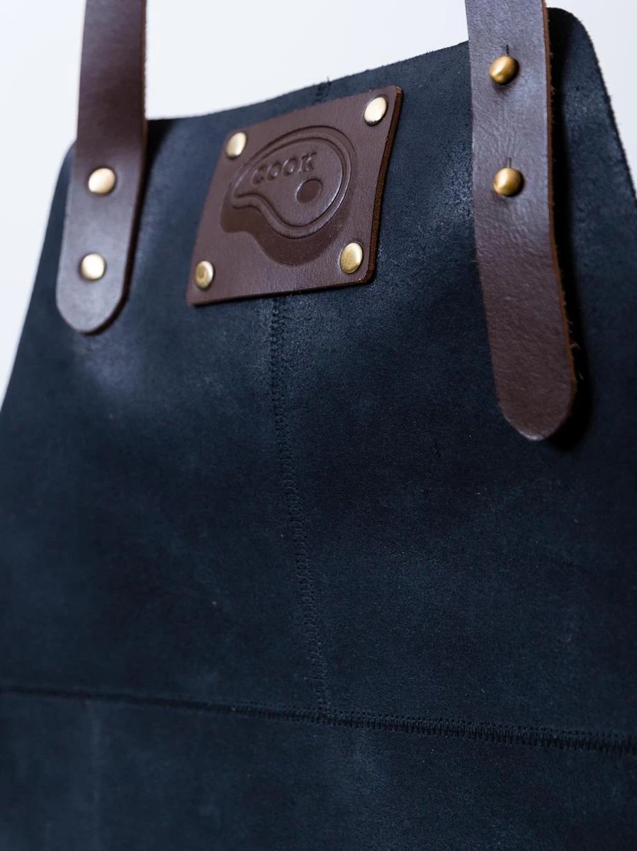 Leren Schort Luxe - Lederen Schort - ZWART - Kokschort - Kookschort - BBQ Schort - Vaderdag - Stoer Cadeau Voor Man Vader Opa Papa - Image 2